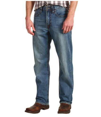 Stetson Men's 1520 Standard Straight Leg Fit Jean,Light Stone Wash with X Back Pocket Embroidery, 38x34