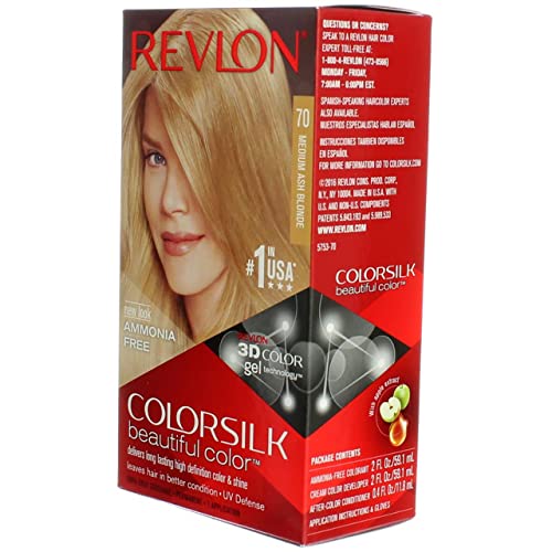 Revlon ColorSilk Hair Color 70 Medium Ash Blonde 1 Each ( Pack of 4)