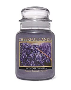 a cheerful giver - lavender vanilla scented glass jar candle (24 oz) with lid & true to life fragrance made in usa