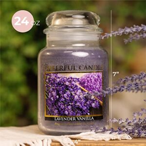 A Cheerful Giver - Lavender Vanilla Scented Glass Jar Candle (24 oz) with Lid & True to Life Fragrance Made in USA