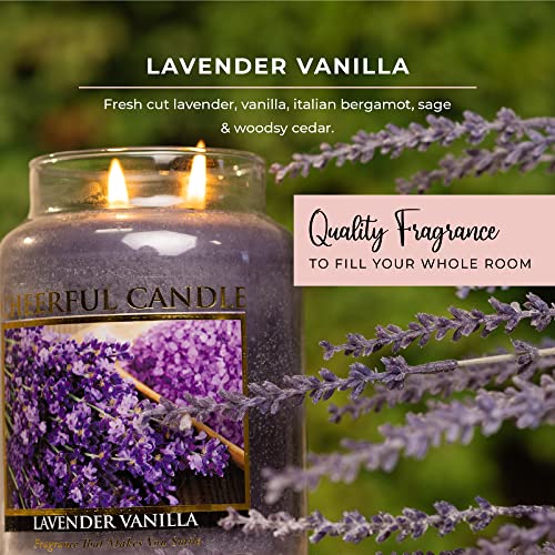 A Cheerful Giver - Lavender Vanilla Scented Glass Jar Candle (24 oz) with Lid & True to Life Fragrance Made in USA