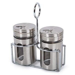 luciano housewares, kitchen essential classic stainless steel salt and pepper shakers set, 2 x 3.5 inches, silver