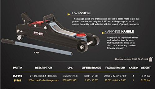 Pro-Lift F-767 Grey Low Profile Floor Jack - 2 Ton Capacity