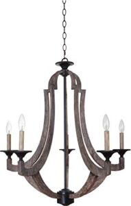 craftmade 35125-wp winton candle chandelier lighting, 5-light, 300 watts, weathered pine (30"w x 31"h)