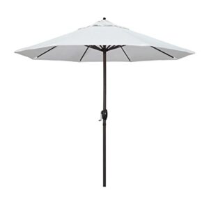 california umbrella 9' round aluminum market umbrella, crank lift, auto tilt, bronze pole, white olefin