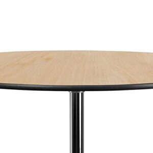 Flash Furniture Lars 36'' Round Wood Cocktail Table with 30'' and 42'' Columns, Natural