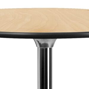 Flash Furniture Lars 36'' Round Wood Cocktail Table with 30'' and 42'' Columns, Natural