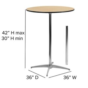 Flash Furniture Lars 36'' Round Wood Cocktail Table with 30'' and 42'' Columns, Natural