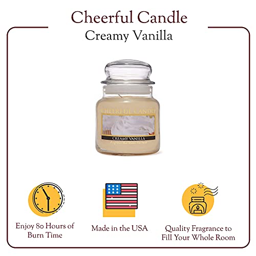 A Cheerful Giver - Creamy Vanilla Scented Glass Jar Candle (16 oz) with Lid & True to Life Fragrance Made in USA