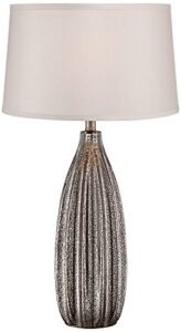 360 lighting stella modern table lamp 30" tall fluted mercury ribbed glass taupe tapered drum shade decor for bedroom living room house home bedside nightstand office entryway kids family