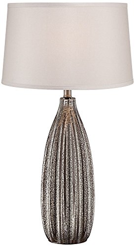 360 Lighting Stella Modern Table Lamp 30" Tall Fluted Mercury Ribbed Glass Taupe Tapered Drum Shade Decor for Bedroom Living Room House Home Bedside Nightstand Office Entryway Kids Family