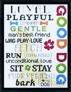 tobin good dog, 9'' x 12' counted cross stitch kit, multicolor