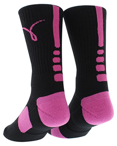 Nike Kay Yow Elite Crew Basketball Socks Black/Pink Size Socks Large 8-12