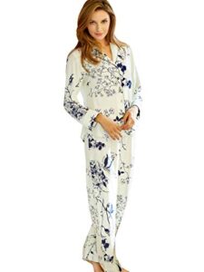 julianna rae natalya women's 100% silk pajama, petite, midnight floral, lp