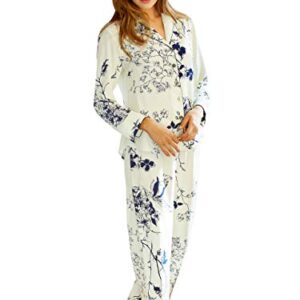 Julianna Rae Natalya Women's 100% Silk Pajama, Petite, Midnight Floral, LP