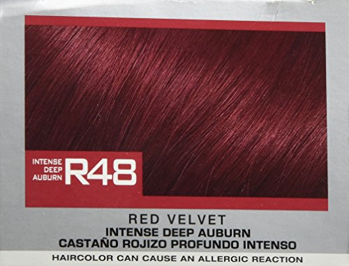 L'Oreal Paris Feria Multi-Faceted Shimmering Permanent Hair Color, R48 Red Velvet (Intense Deep Auburn), Pack of 1, Hair Dye