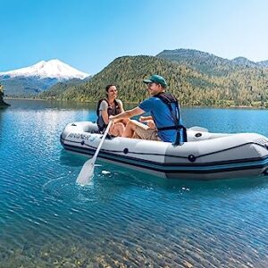 INTEX 68376EP Mariner 4 Inflatable Boat Set: Includes Deluxe 54in Aluminum Oars and High-Output Pump – SuperTough PVC – Inflatable Thwart Seats – 4-Person – 1100lb Weight Capacity