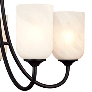 Westinghouse Lighting 6224000 Treebridge Station Five-Light Interior Chandelier, Espresso Finish with White Alabaster Glass Shades