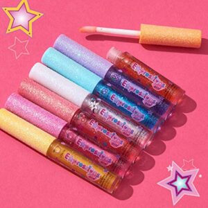 Expressions girl 7pc Fruity Flavored Lip Gloss Set, Long Lasting Glossy Lip Makeup for Kids/Teens - Lip Gloss in Assorted Fruity Flavors, Teen Girls Party Favors, Non Toxic Makeup for Kids