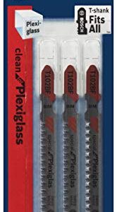 BOSCH T102BF 3-Piece 2-5/8 In. 13 TPI Clean for Plexiglas Bi-Metal Jig Saw Blades