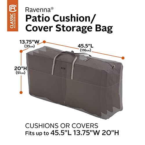 Classic Accessories Ravenna Water-Resistant 45.5 Inch Patio Cushion and Cover Storage Bag, Patio Furniture Covers