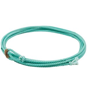 mustang little looper kid rope | lightweight durable medium lay nylon cowboy lasso rope for outdoor games, roping & horseback riding training - turquoise