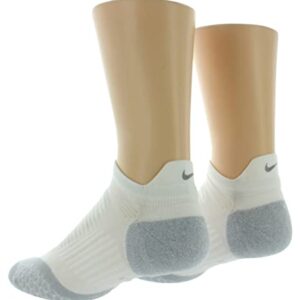 Nike Elite Running Cushion No-Show Tab Socks White/Wolf Grey/Wolf Grey, 8.0-9.5