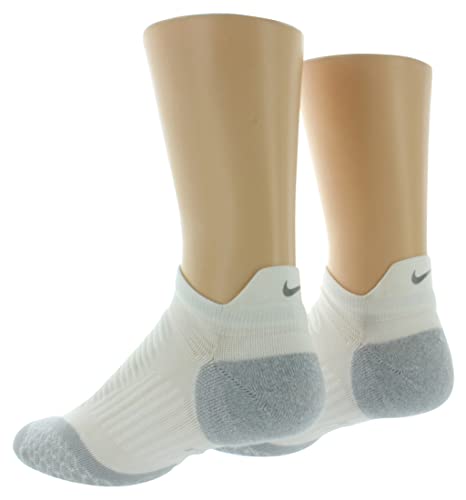 Nike Elite Running Cushion No-Show Tab Socks White/Wolf Grey/Wolf Grey, 8.0-9.5