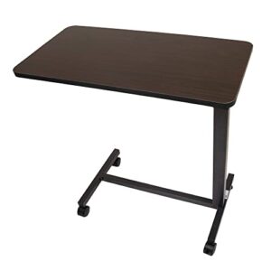 roscoe medical bed tray overbed table with wheels - rolling tray table for bed or chair - bed side table for laptop, eating
