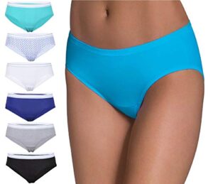 hanes womens sporty cotton underwear, available in multiple pack sizes hipster panties, 6 pack - assorted 1, 7 us