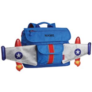bixbee little boy's rocketflyer backpack, blue rocket bookbag with wings