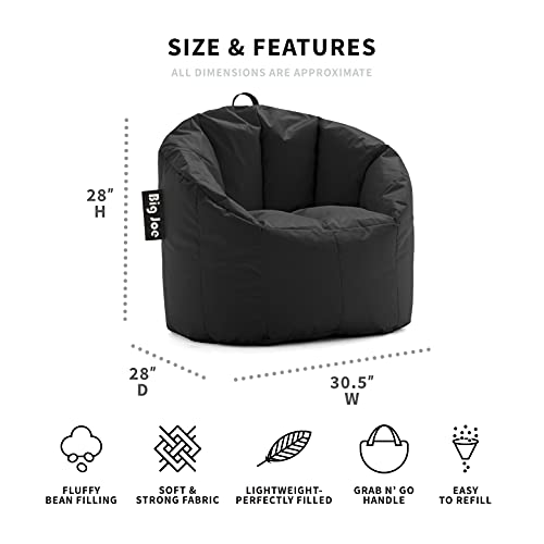 Big Joe Milano Bean Bag Chair, Black Smartmax, Durable Polyester Nylon Blend, 2.5 feet