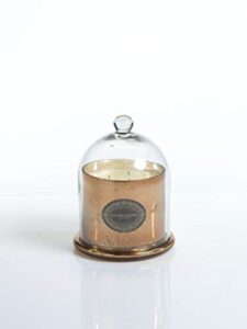 zodax 6.5" tall medium glass dome, vanilla orchid, antique gold jar candles