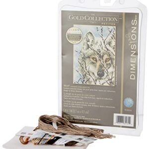 Dimensions Gold Collection Counted Cross Stitch Kit, Wolf, 18 Count White Aida, 5'' x 7''