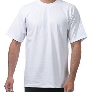 Pro Club Men's Heavyweight Cotton Short Sleeve Crew Neck T-Shirt, White, 2X-Large