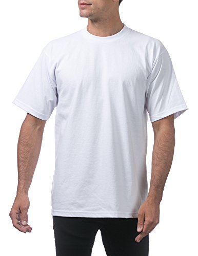 Pro Club Men's Heavyweight Cotton Short Sleeve Crew Neck T-Shirt, White, 2X-Large