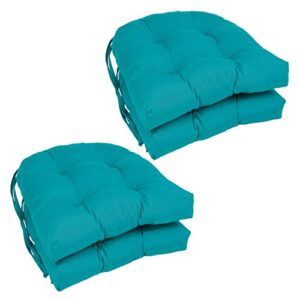blazing needles polyester 16-inch twill rounded back chair cushion, 4 count (pack of 1), aqua blue