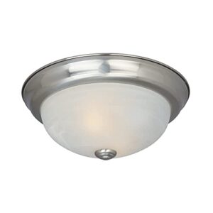designers fountain 11 in modern 2-light flush mount ceiling light, satin platinum with alabaster glass shade, 1257s-sp-al