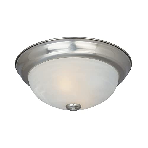 Designers Fountain 11 in Modern 2-Light Flush Mount Ceiling Light, Satin Platinum with Alabaster Glass Shade, 1257S-SP-AL