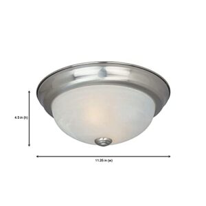 Designers Fountain 11 in Modern 2-Light Flush Mount Ceiling Light, Satin Platinum with Alabaster Glass Shade, 1257S-SP-AL