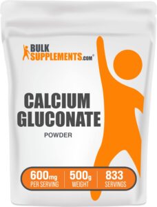 bulksupplements.com calcium gluconate powder - calcium gluconate supplement - calcium powder supplement - calcium supplement - 600mg (55mg calcium) per serving (500 grams - 1.1 lbs)