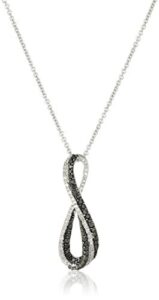 amazon collection sterling silver black and white diamond infinity pendant necklace (1/3 cttw), 18"