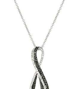 Amazon Collection Sterling Silver Black and White Diamond Infinity Pendant Necklace (1/3 cttw), 18"