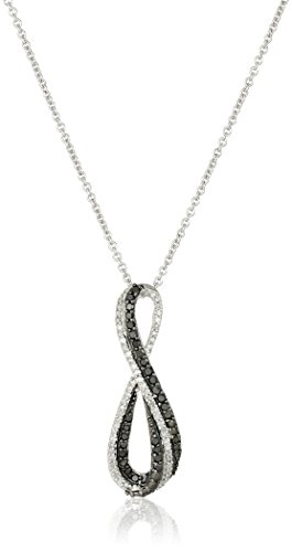 Amazon Collection Sterling Silver Black and White Diamond Infinity Pendant Necklace (1/3 cttw), 18"