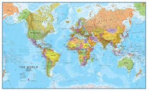 maps international world wall map - map of the world poster - front lamination - 33 x 47