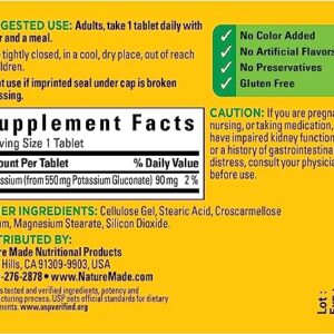 Nature Made Potassium Gluconate 550mg, 100 tablets