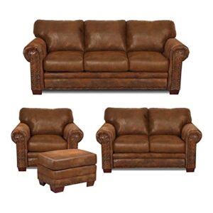 american furniture classics model buckskin 4-piece set sofa group pinto brown