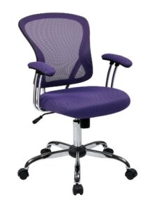 osp home furnishings juliana mesh back and padded seat adjustable task chair with padded arms and chrome accents, purple