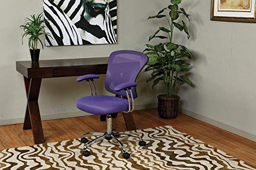 OSP Home Furnishings Juliana Mesh Back and Padded Seat Adjustable Task Chair with Padded Arms and Chrome Accents, Purple