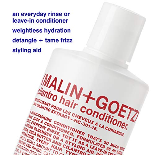 Malin + Goetz cilantro conditioner 16 fl. oz. – men & women residue-free scalp treatment vegan & cruelty-free tames frizz for all hair types conditions detangles balances pH & hydrates